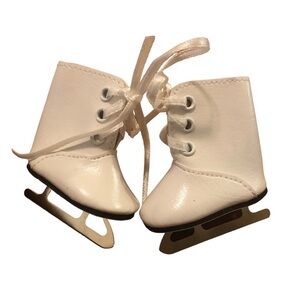 Doll White Faux Leather White Figure Skates Lace Up Doll Accessories See Pics